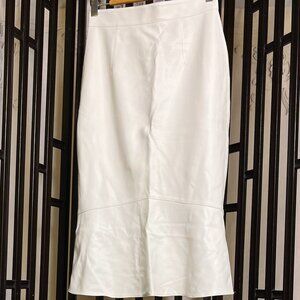 Bailey/44 X-Small Ivory Faux Calfskin Peplum Skirt